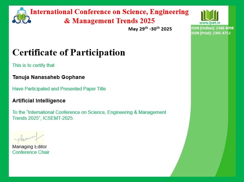 INTERNATIONAL CONFERNENCE ON SCIENCE ,ENGINEERING & MANAGEMENT