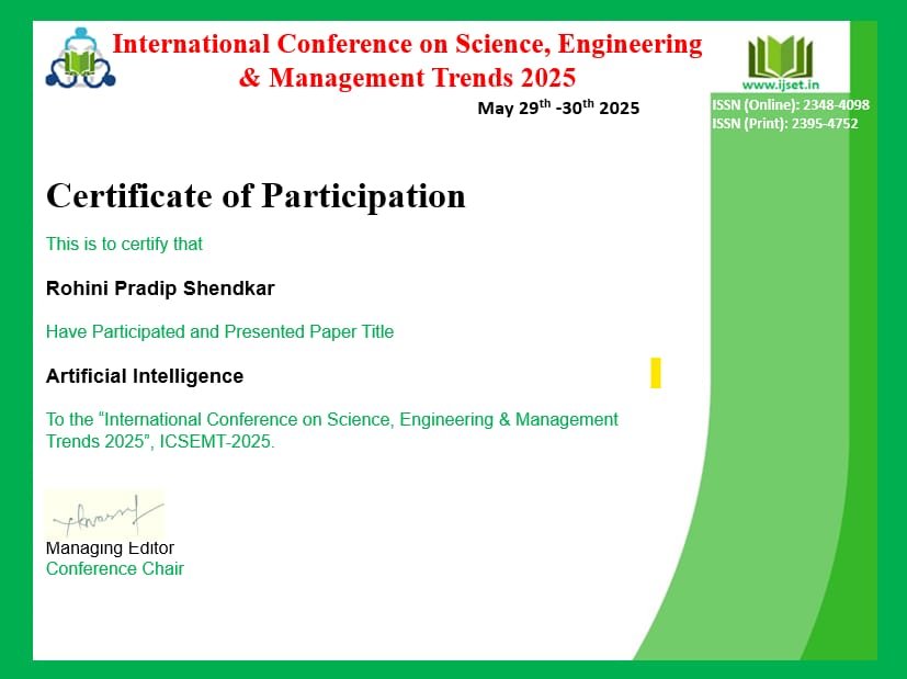 INTERNATIONAL CONFERENCE ON SCIENCE,ENINERRING & MANAGEMENT TRENDS